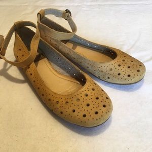 See by Chloe yellow suede ankle buckle flats 38